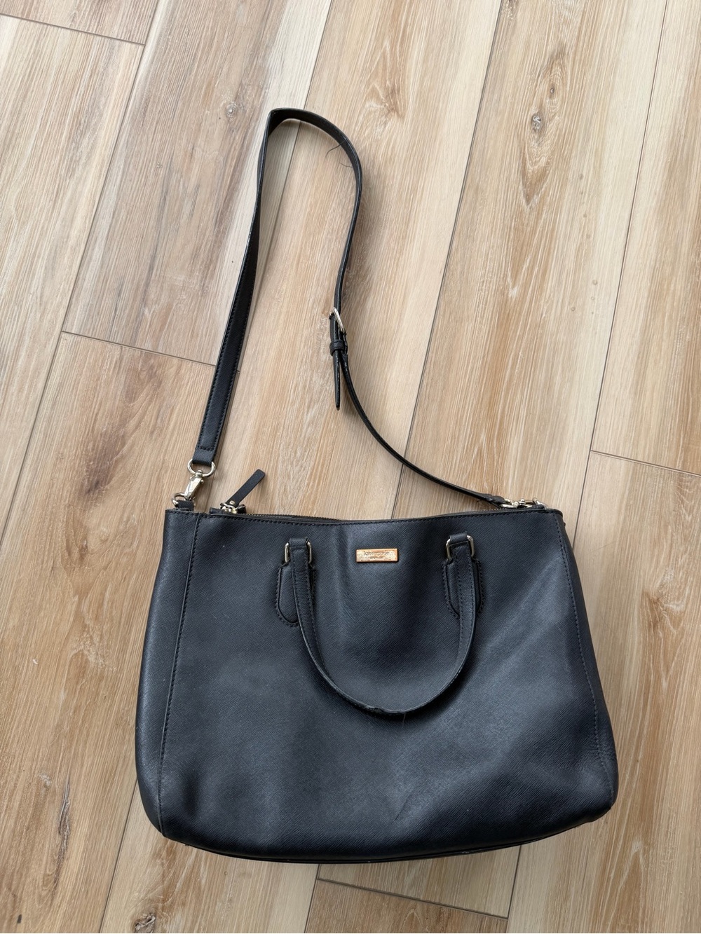 Classic Black Leather Tote Shoulder Bag